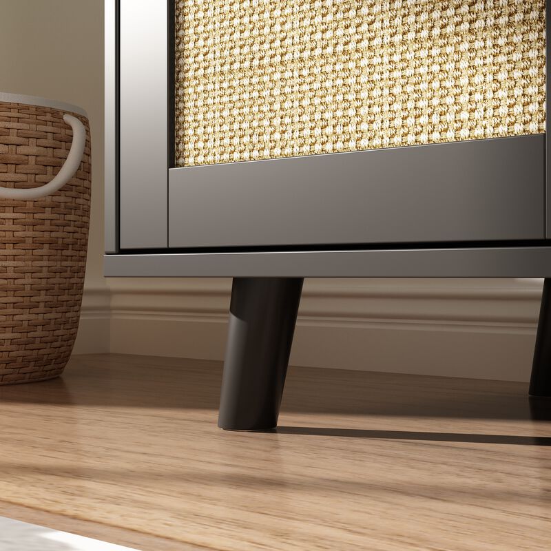 Modern Cat Litter Box Enclosure for Rooms, Black Hidden Litter Box Furniture Cat Washroom Storage with Lock Sisal Door image number 8