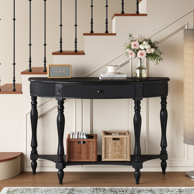 Muxtur Half Moon Console Table image number 1