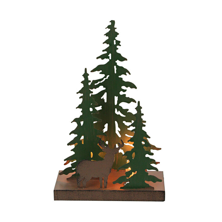 Rustic Metal Deer Forest Stroll Accent Lamp Decorative Woodland Cabin Home Decor
