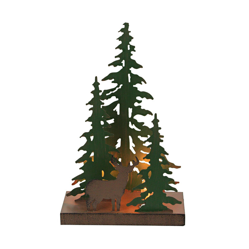 Rustic Metal Deer Forest Stroll Accent Lamp Decorative Woodland Cabin Home Decor image number 0