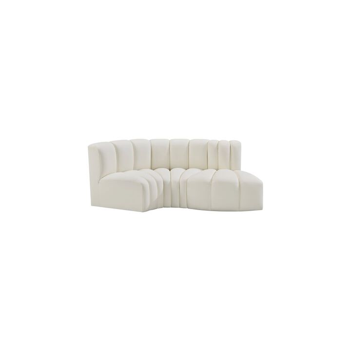 Meridian Furniture Arc Cream Vegan Leather Modular Sofa