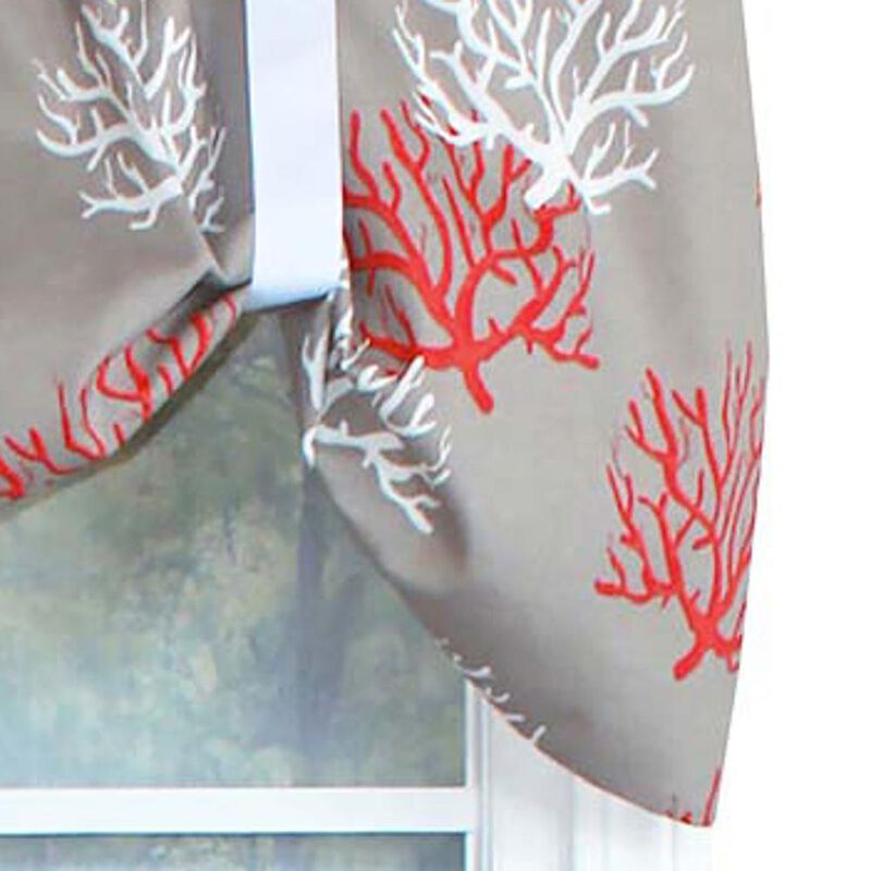 RLF Home Sea Coral Suspender Window Treatment Valance 3" Rod Pocket 50" x 16" Salmon Red image number 3