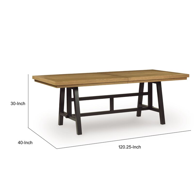 Dani Dining Table, 84-120 Inch Extendable Leafs, Oak Brown and Black image number 7
