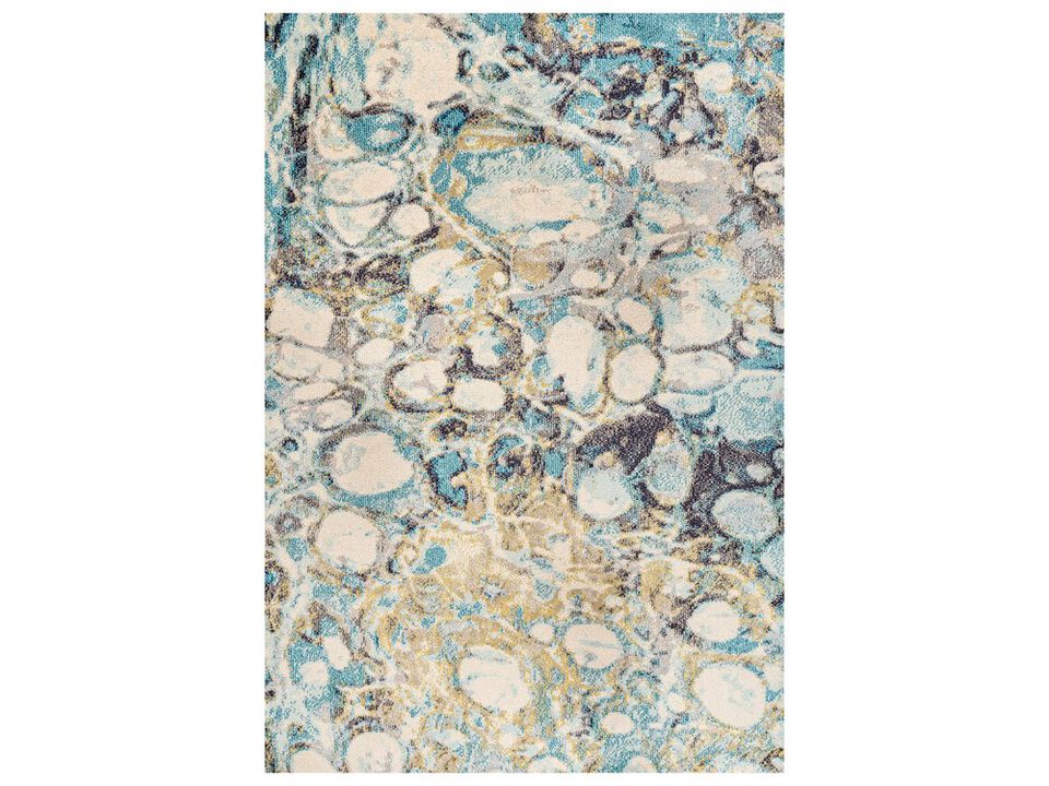 Pebble Marbled Abstract Blue/Beige 5 ft. x 8 ft. Area Rug