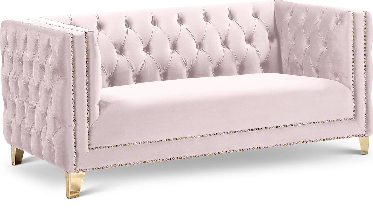 Meridian Furniture Michelle Pink Velvet Loveseat