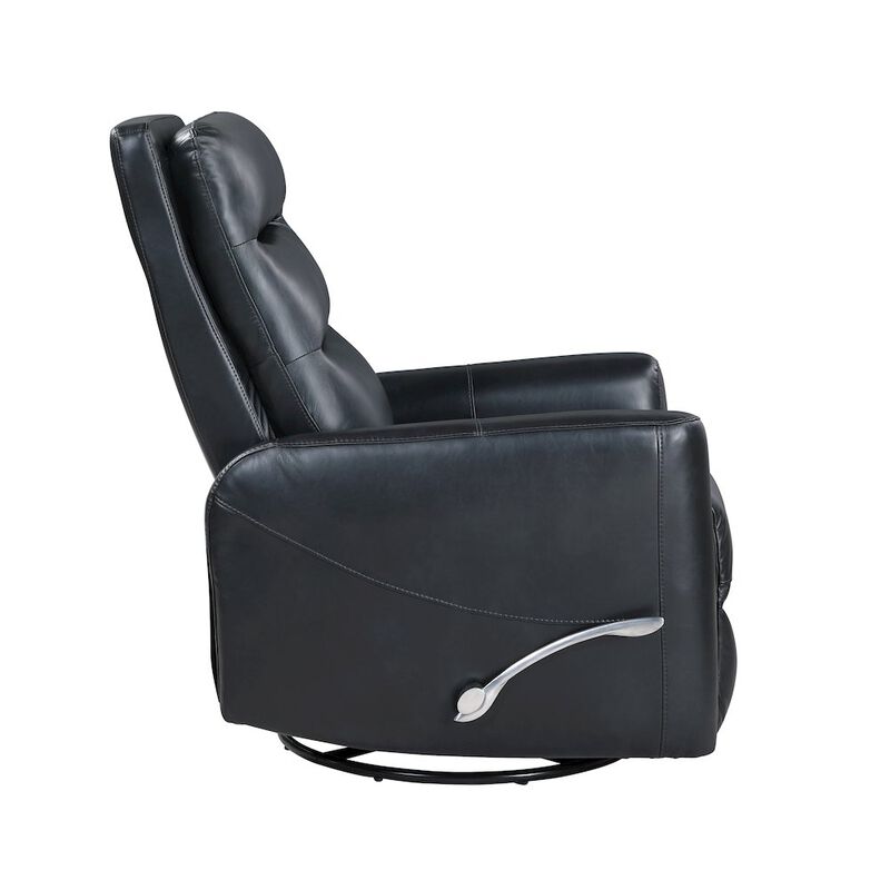 New Classic Furniture Takami Faux Leather Swivel Recliner, Black