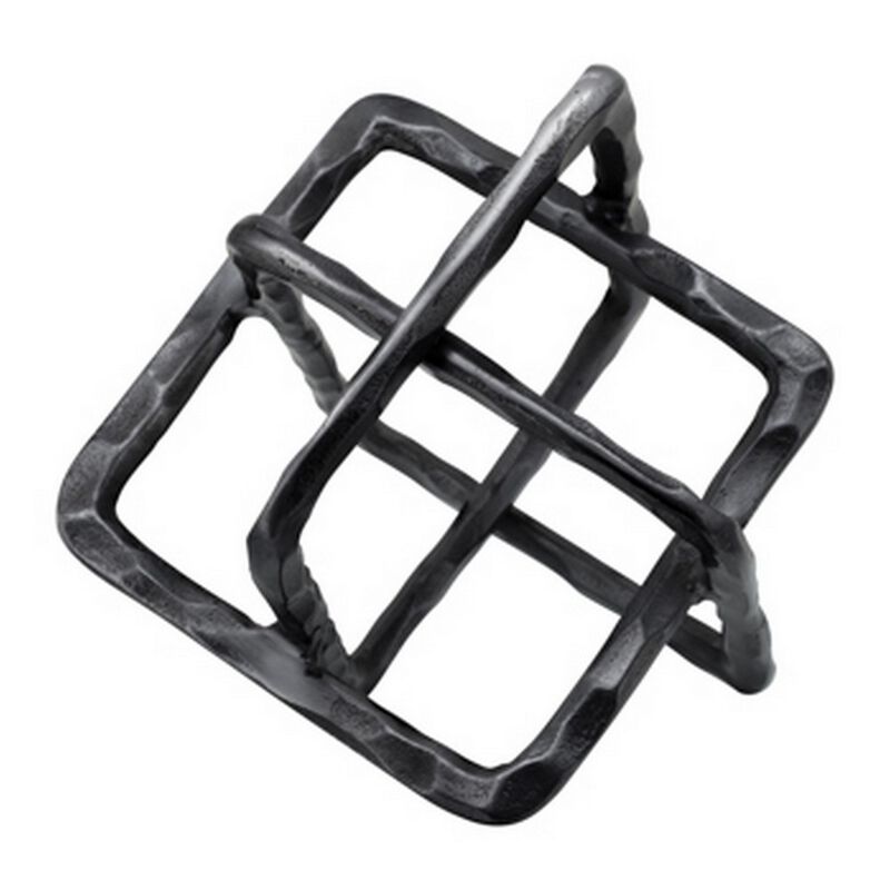 10 Inch Metal Accent Decor with Square Interlinks, Gray-Benzara