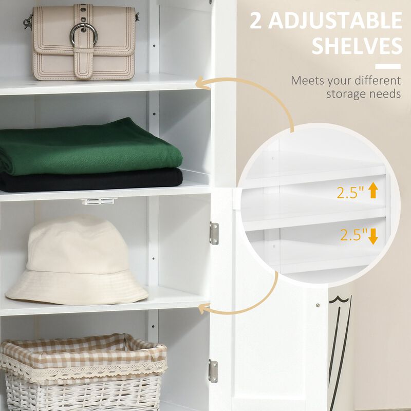 White Bathroom Storage: Freestanding Double Door Floor Cabinet