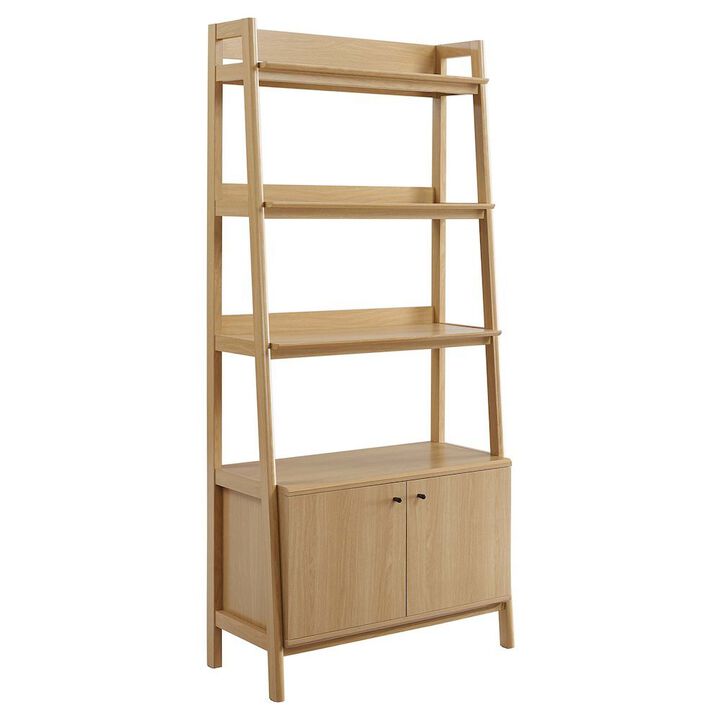 Wooden Bookshelf in Natural Finish with Open Storage Design
