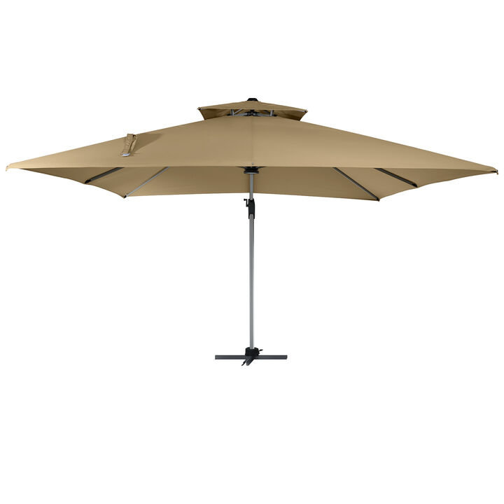 11ft Square Patio Cantilever Umbrella Double Top Outdoor Patio Offset Patio Umbrella 360&deg;Rotation Large Outdoor Umbrella Pool Umbrella for Backyard Gard en Deck Pool (Without Base)
