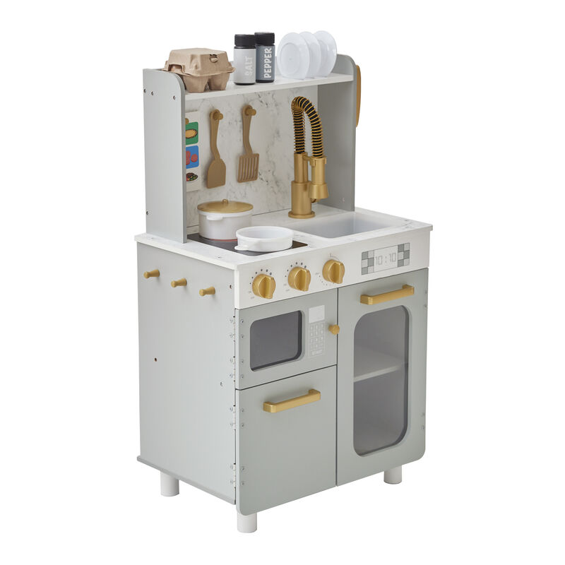 Teamson Kids Little Chef Memphis Play Kitchen with 16 Accessories, Gray/Gold image number 4