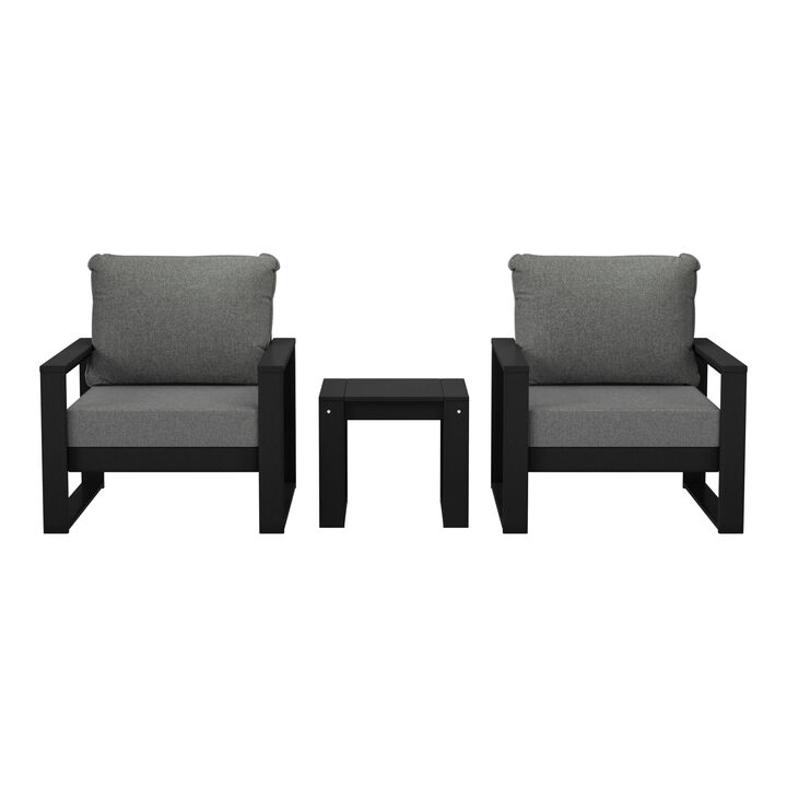 WestinTrends Outdoor Modern 3-Piece HDPE Patio Sofa Set with Side Table