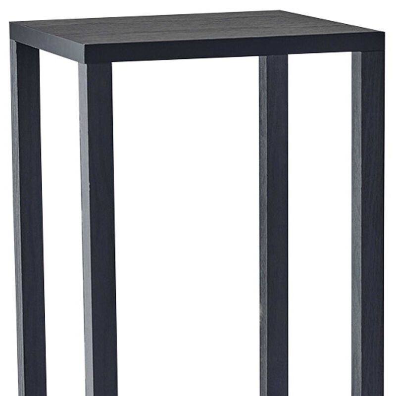 Hivvago 35 Inch  Black Solid Wood Square End Table With Two Shelves