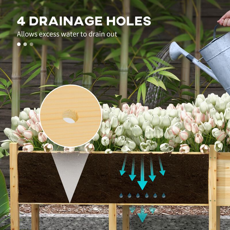 Hivvago Large Wooden Elevated Garden Planter with Drain Holes image number 5
