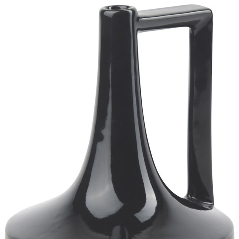 HomeRoots 8" Black Ceramic Jug Vase image number 2