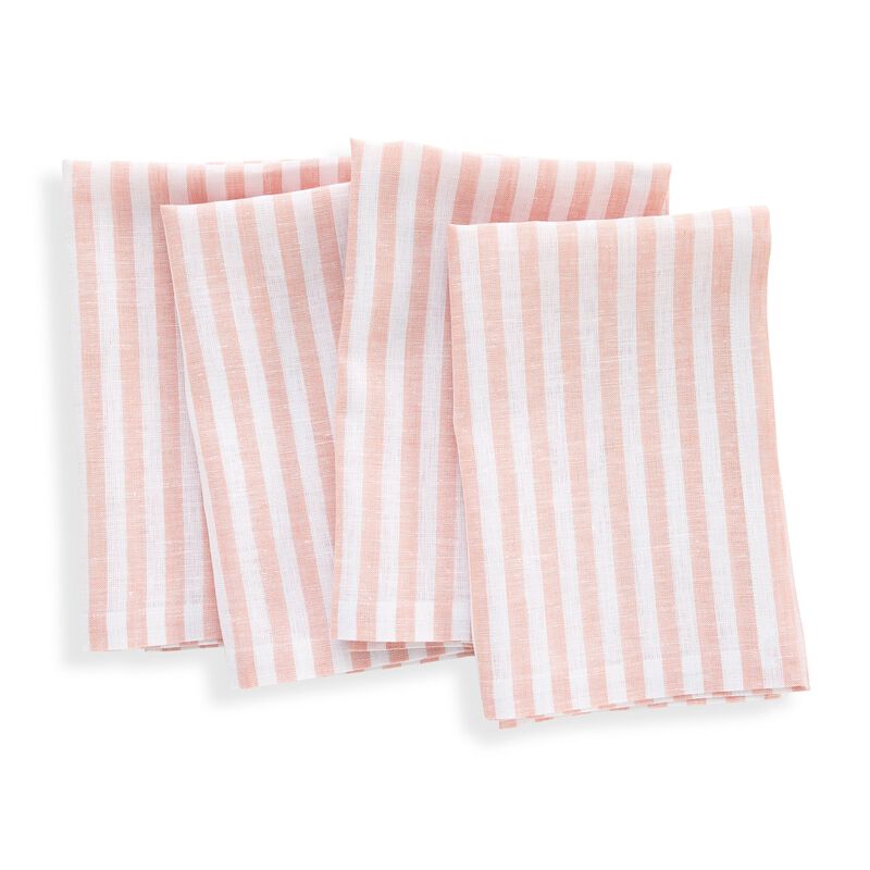 Solino Home Amalfi Stripe 100% Linen Dinner Napkins &ndash; Set of 4, 20 x 20 in, Machine Washable, Holiday and Everyday Dining