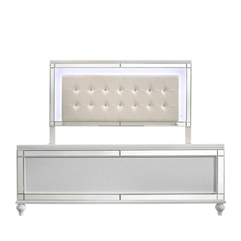 Modern White Bedroom Furniture Set Queen Size 4 Piece with Bed and Storage image number 4