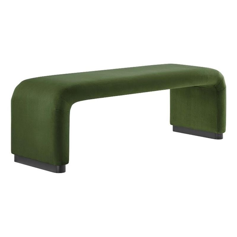 Modway EEI-6734-BRA-CAB Koda Performance Velvet Waterfall Long Bench, Brass Cadet Blue image number 0