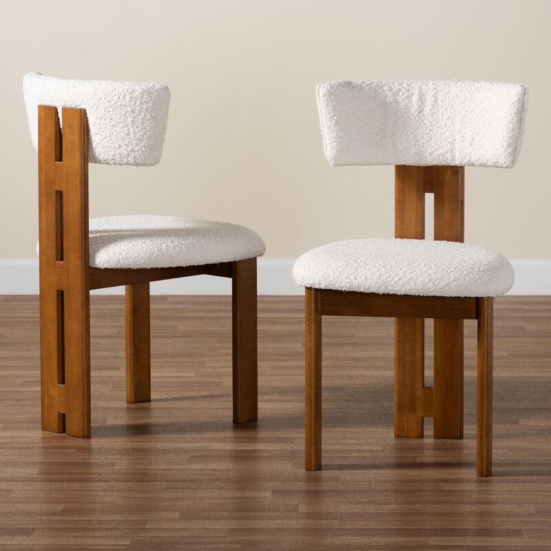 Baxton Studio Kyren Modern Cream Boucle 2 Piece Dining Chair Set