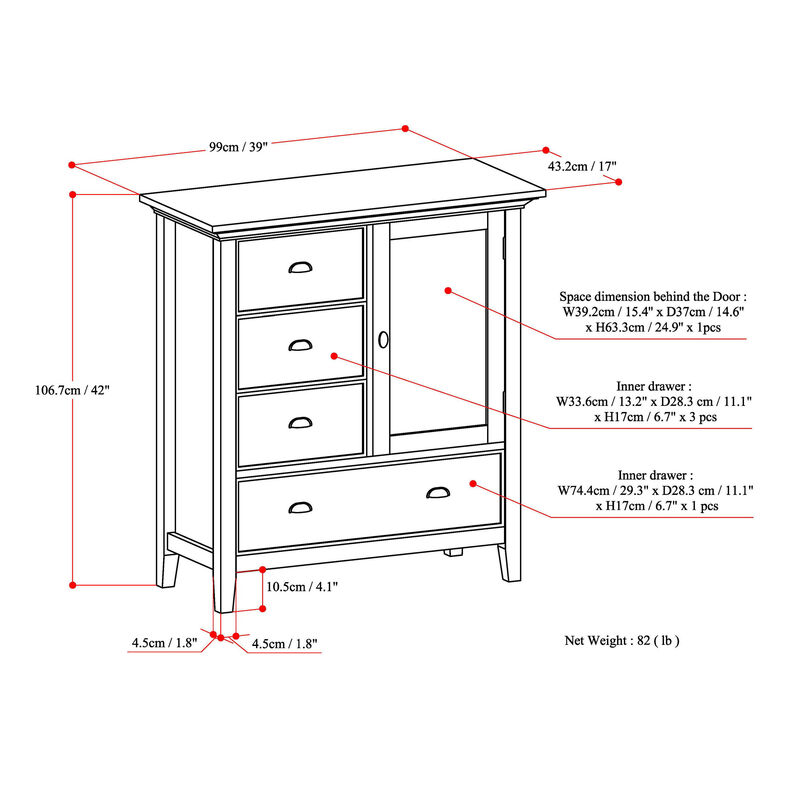 Febcox Solid Wood Medium Storage Cabinet image number 7