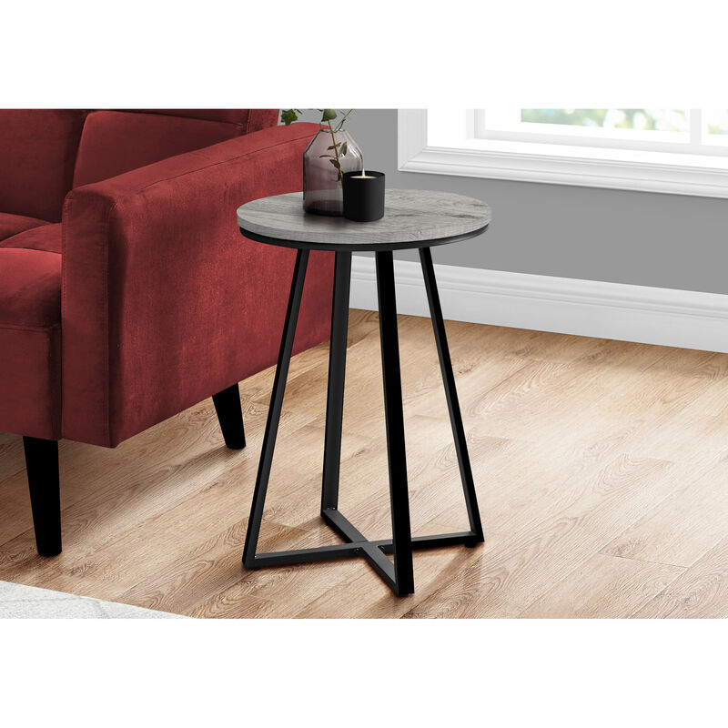 Monarch Specialties I 2176 Accent Table, Side, Round, End, Nightstand, Lamp, Living Room, Bedroom, Metal, Laminate, Grey, Black, Contemporary, Modern image number 1