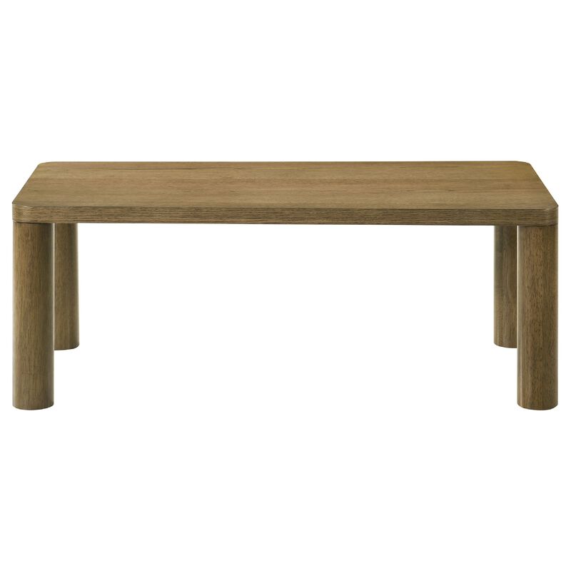 Givy Cocktail Coffee Table, Pillar-Style Legs, Brown Oak Wood 47 Inch image number 2