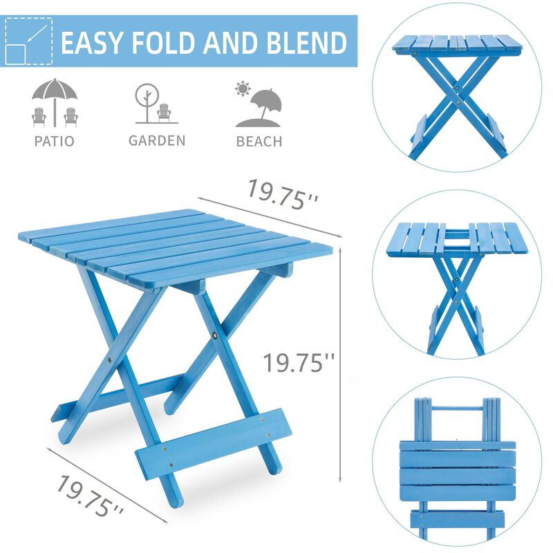 WOW PIONEER Folding Square Solid Wood Patio Side Table Portable Space-Saving Outdoor Furniture for Backyard Balcony Drinks Books Small Item Storage image number 3