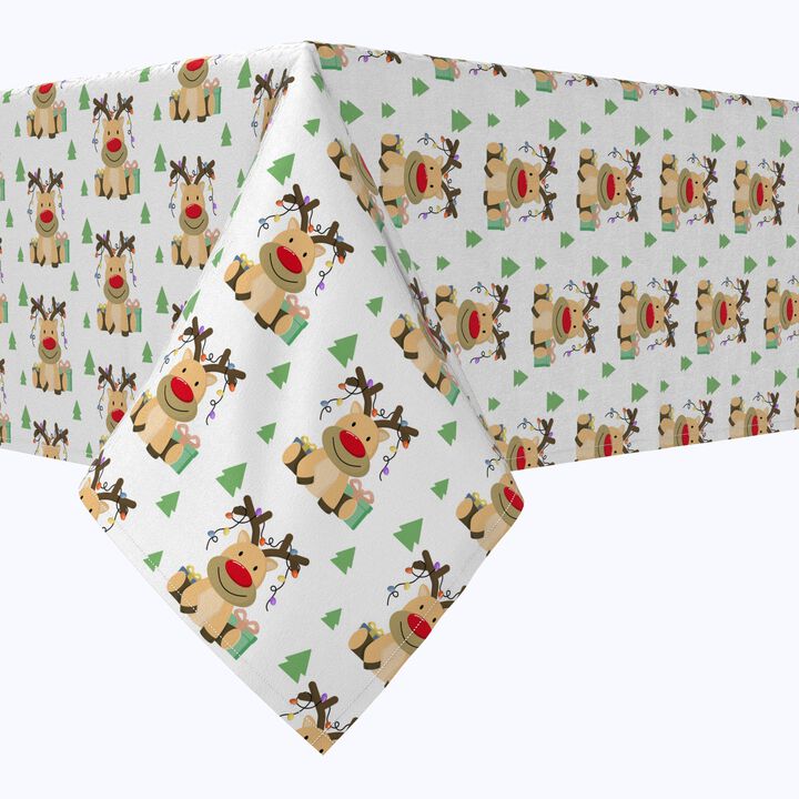 Fabric Textile Products, Inc. Square Tablecloth, 100% Cotton, Cartoon Christmas Deer