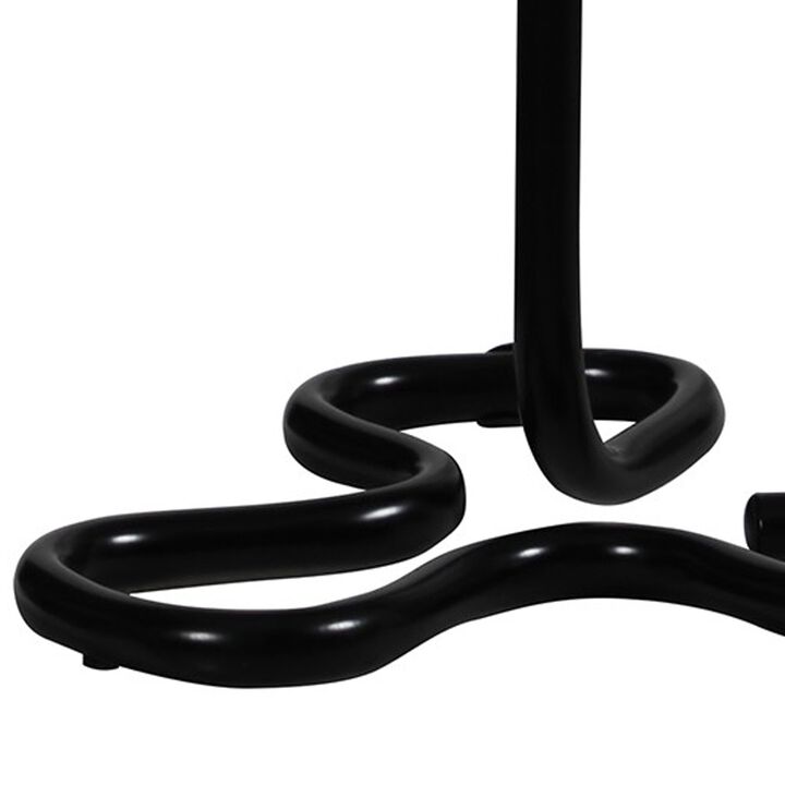 Plastic Shade Metal Table Lamp with Open Clover Base, Black - Benzara