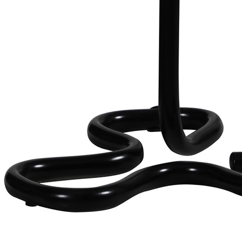 Plastic Shade Metal Table Lamp with Open Clover Base, Black - Benzara