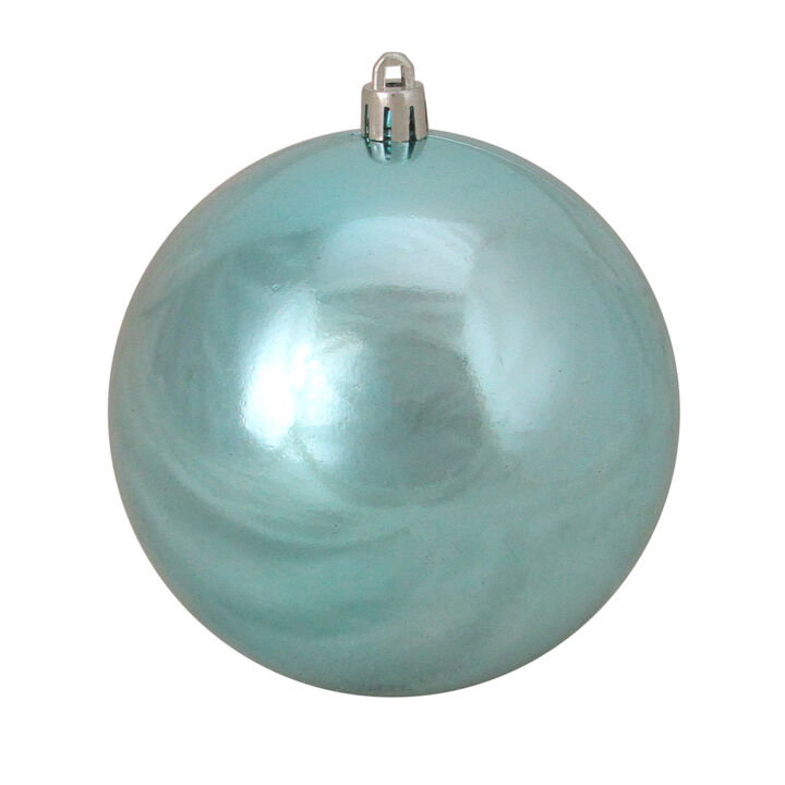 Shiny Turquoise Blue Shatterproof Christmas Ball Ornament 4" (100mm)