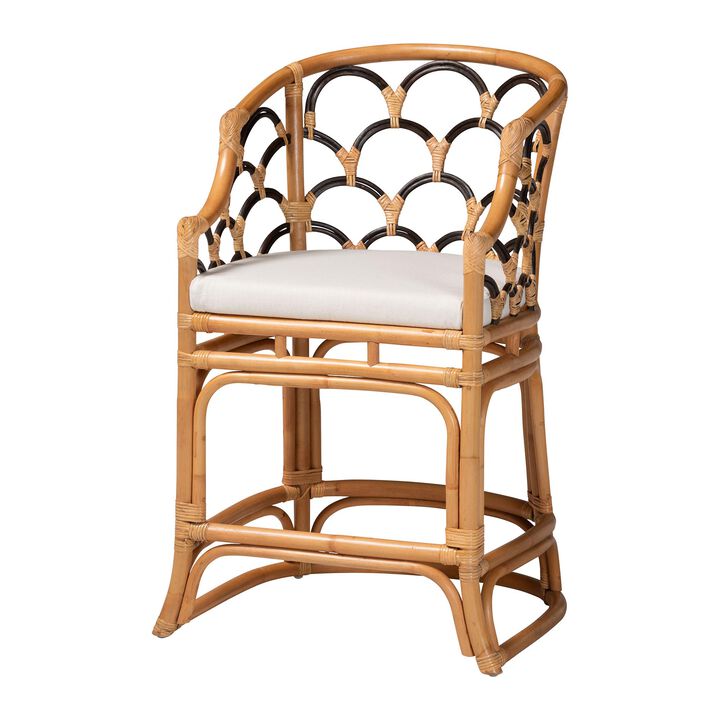 bali & pari Veneto Natural Rattan Counter Stool with Scalloped Back