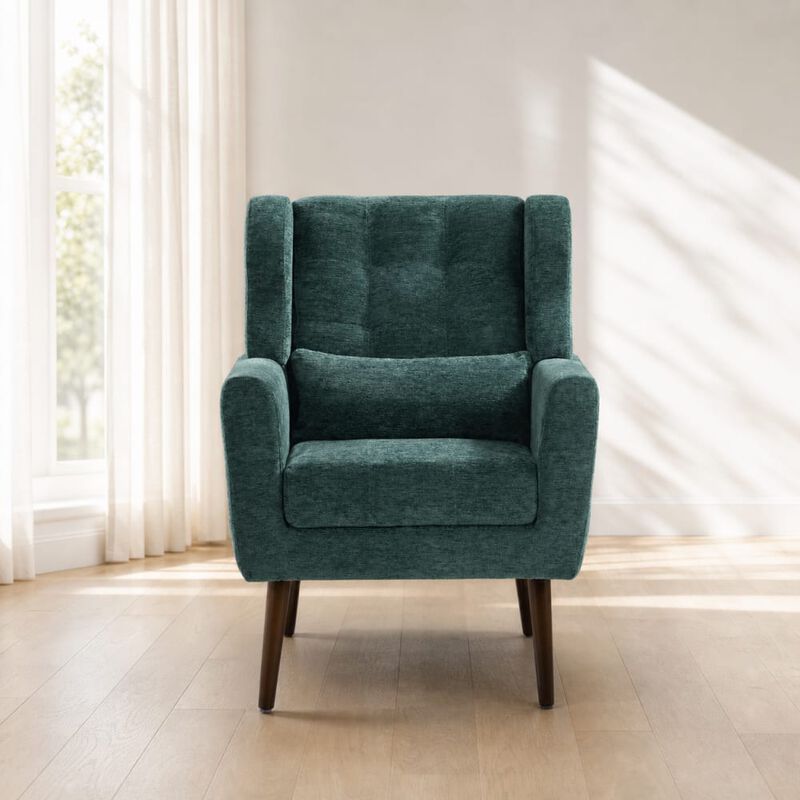 GOODSILO Upholstered Chenille Accent Armchair with Pillow, Comfy Padded Lounge Chair for Small Spaces, Living Room, Bedroom image number 2