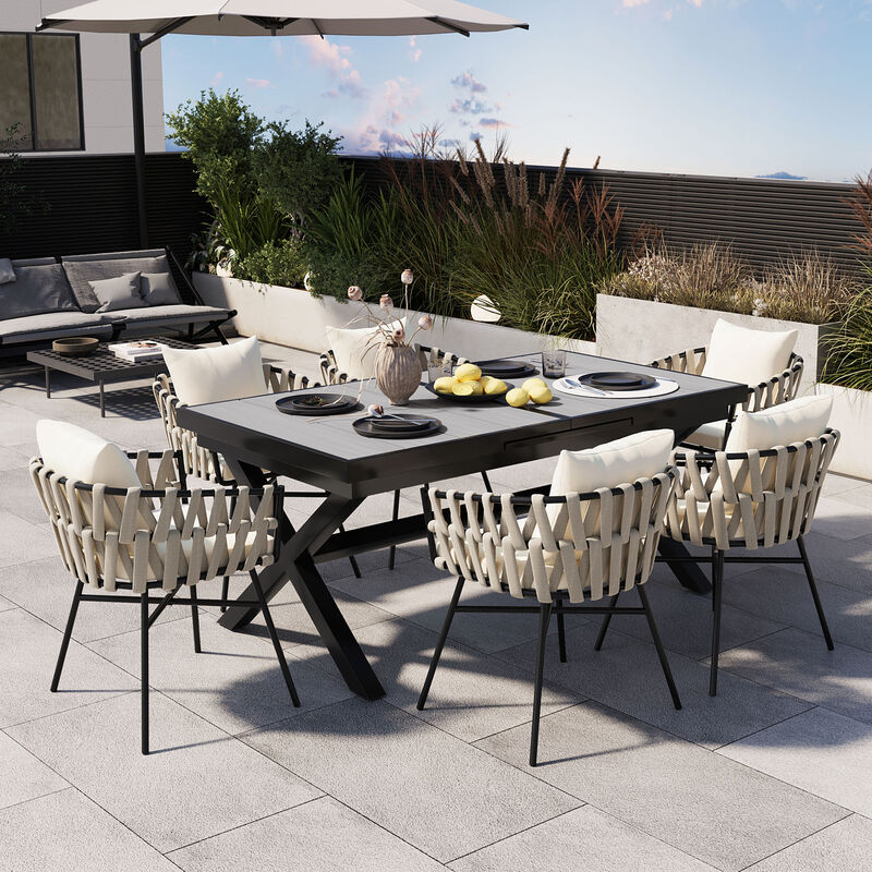 Merax Outdoor Patio Dining Table Chairs Set