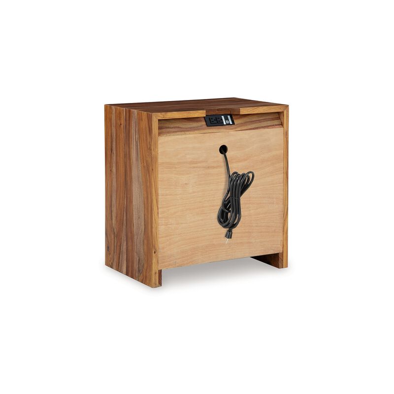 Donni Nightstand with 2 Drawer, Brown Sheesham Wood Finish, 24 Inch - Benzara