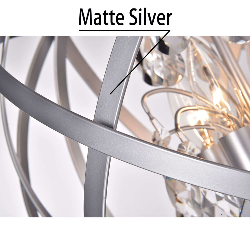 Chloe Benita Matte Silver 4-light Metal Crystal Orb Chandelier - Matte Silver image number 4