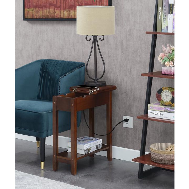 Convience Concept, Inc. American Heritage Flip Top End Table with Charging Station and Shelf
