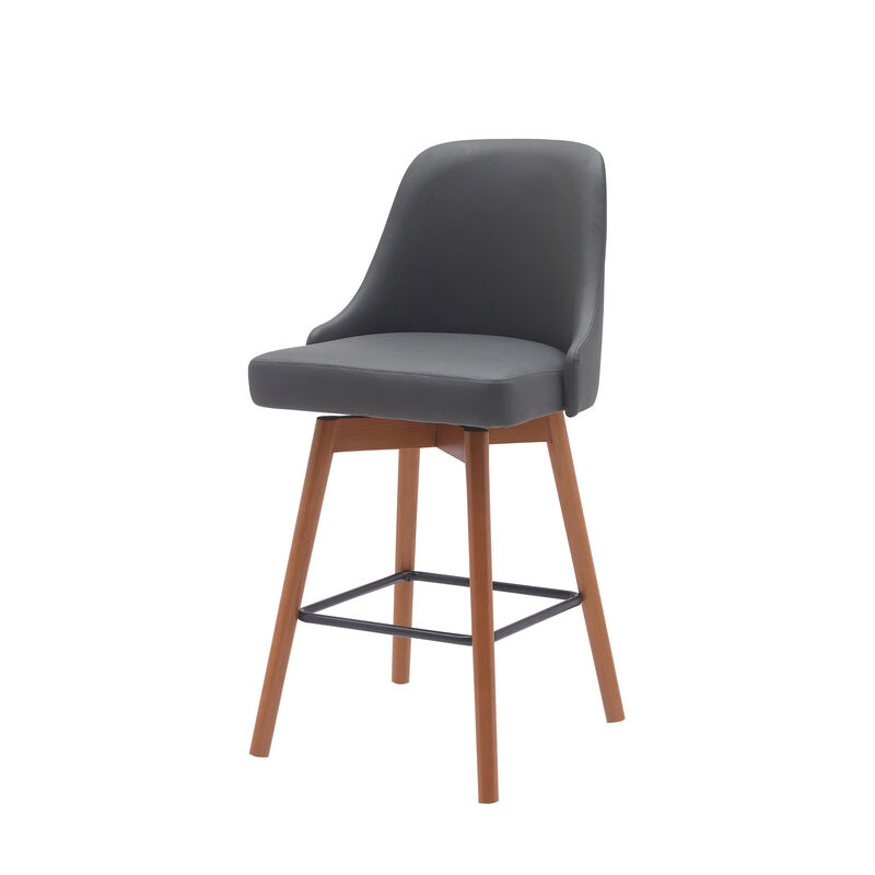HomeRoots Solid Wood Frame Faux Leather Armless Counter Stool image number 4