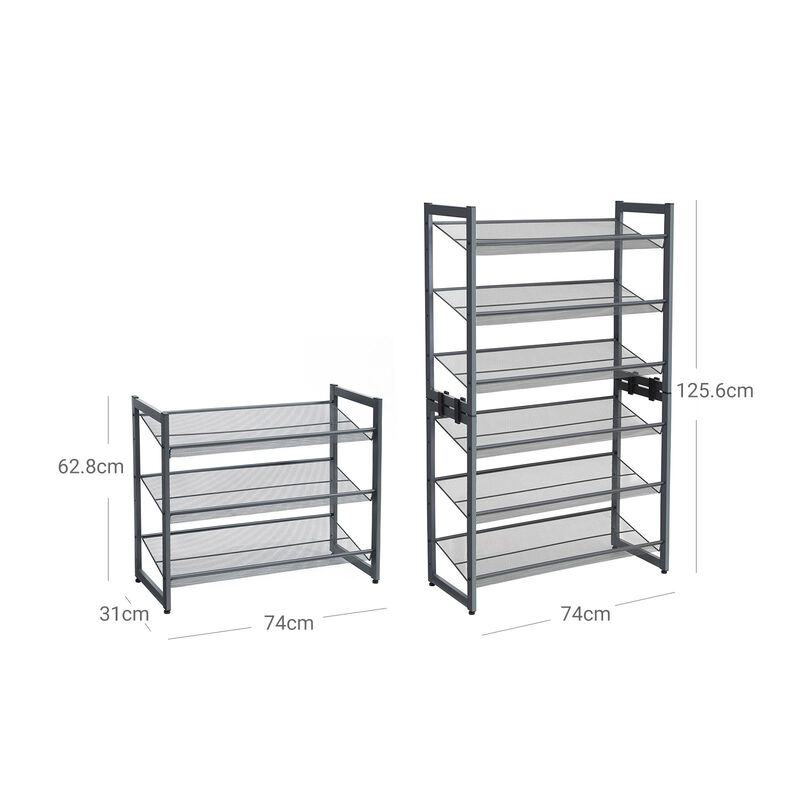 BreeBe 3-Tier Shoe Storage Rack with Adjustable Shelves
