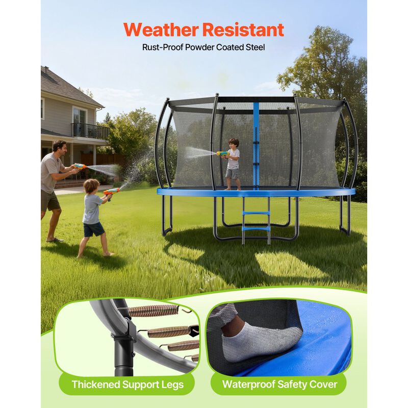 Outdoor Trampoline with Rust-Resistant Frame, Safety Enclosure Net & Thick Protective Pad image number 4