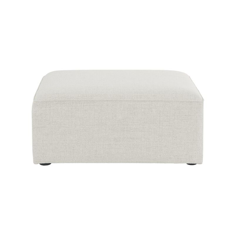 Meridian Furniture Cube Cream Durable Linen Textured Ottoman