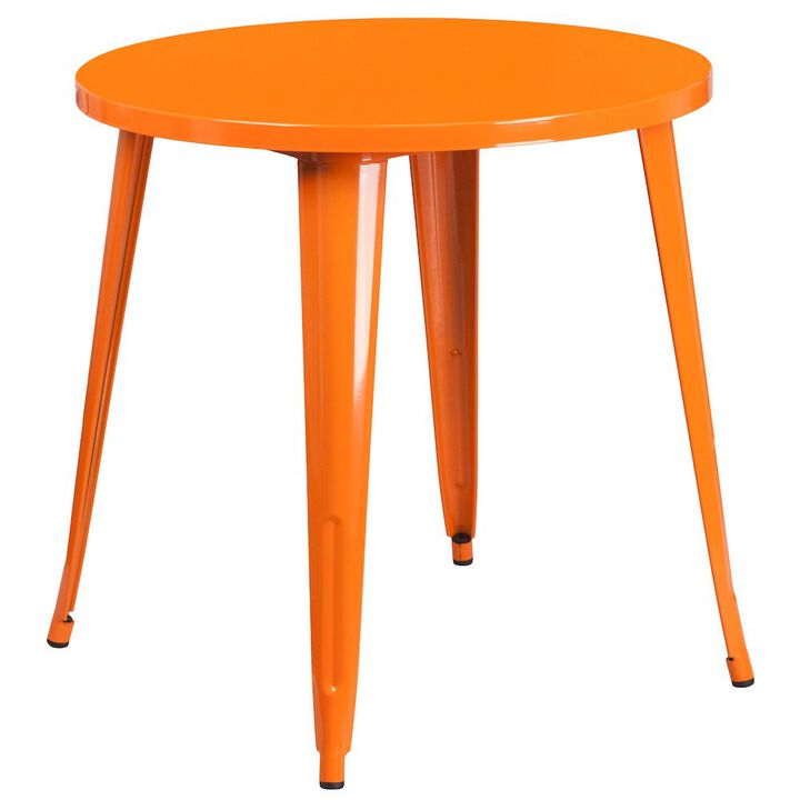 Flash Furniture 30" Round Metal Indoor-Outdoor Table Set with 4 Arm Chairs