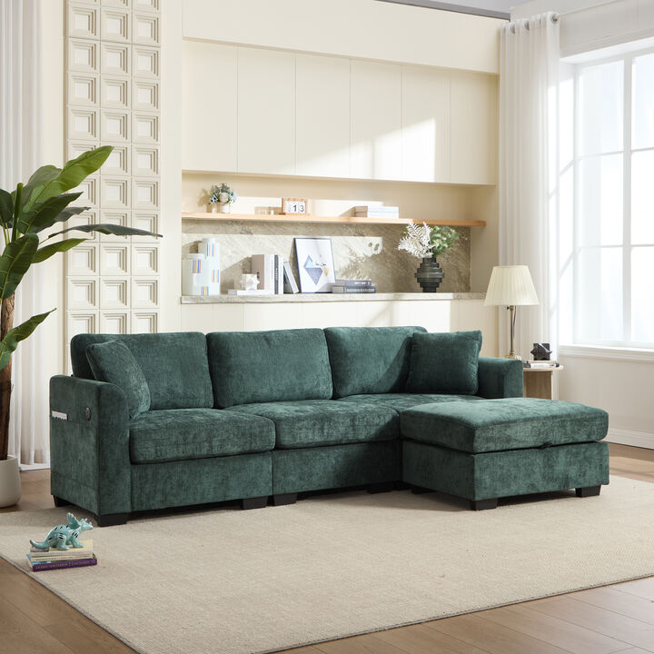Bomzik Modern Storage Sectional Sofa with Dual USB