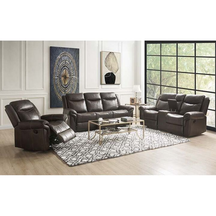 Lydia Motion Loveseat w/Console, Brown Leather Aire LV