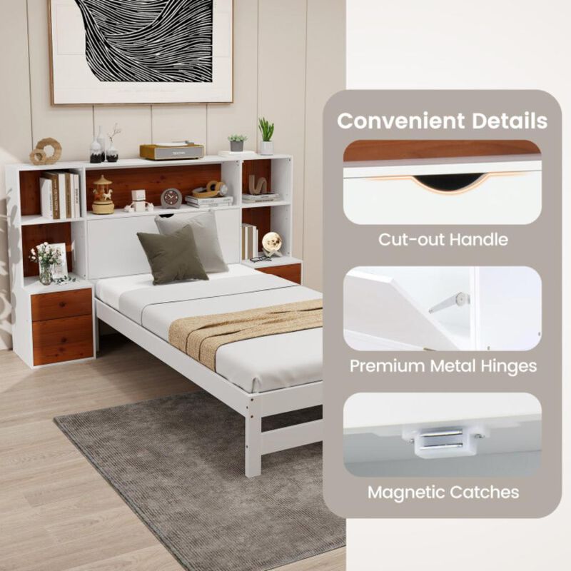 Hivvago Bed Frame with Storage Headboard and Nightstands