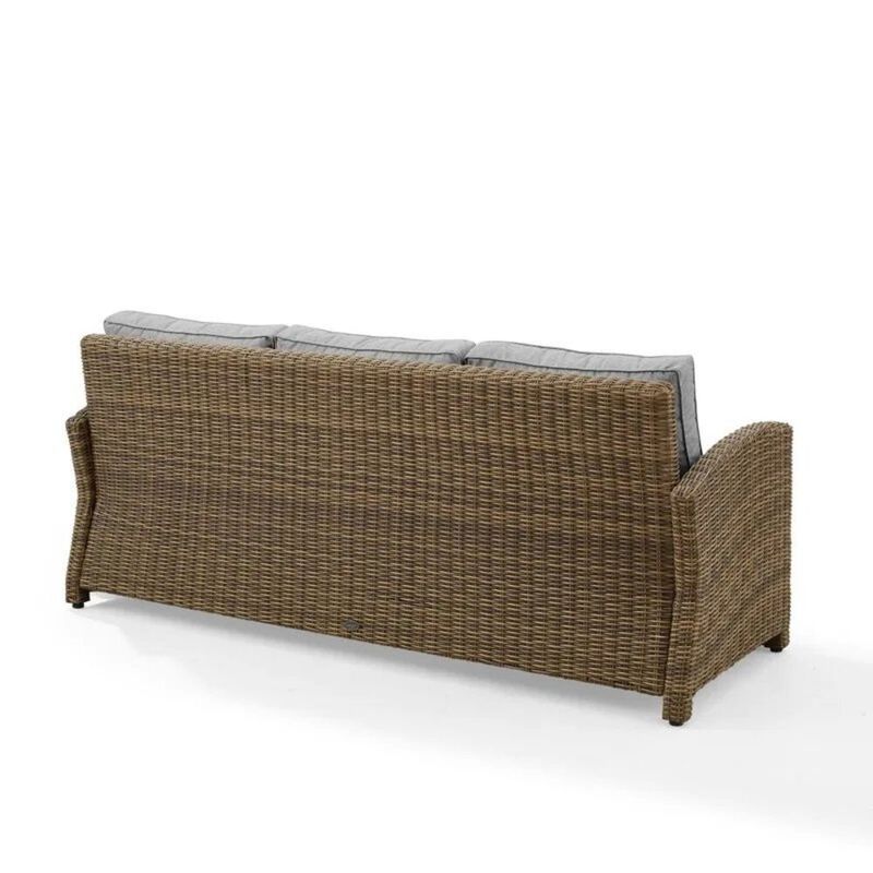 FurniFact Elegant Beige Outdoor Sofa with All-Weather Resin Wicker Design