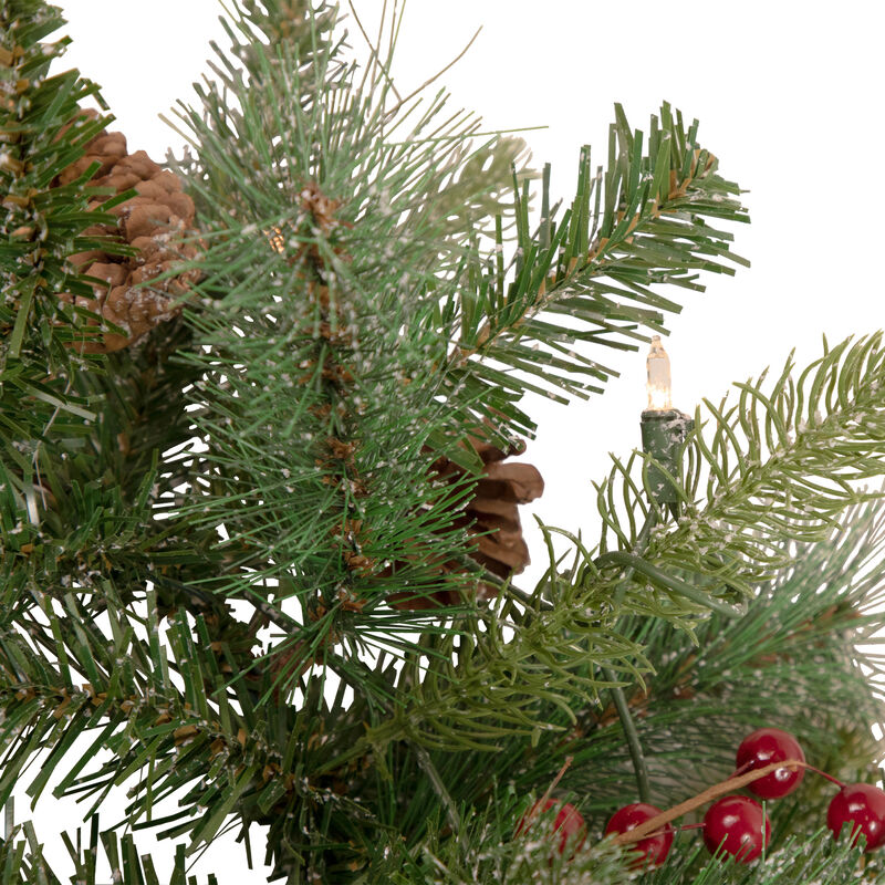 9' x 12 Pre-Lit Snowy Waterloo Pine Artificial Christmas Garland - Clear Lights
