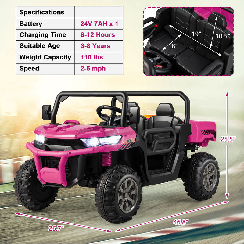 Kids 24V Electric Ride On Car with Dump Bed and Remote Control image number 2