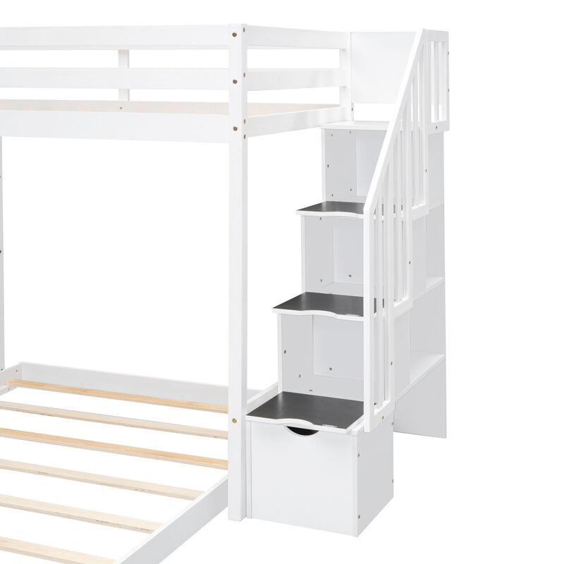 Merax Modern Bunk Bed with 3-layer Shelves