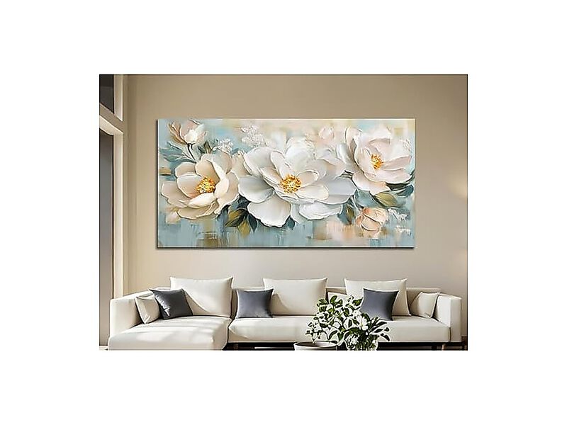 Large Textured Floral Canvas Wall Art Decor Bedroom 58 X 29 Inch HD Hand Painted image number 3